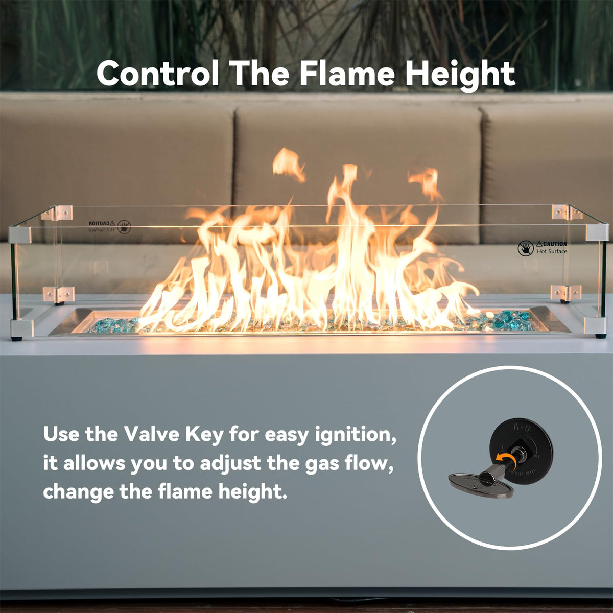 Skyflame 3-inch universal key simplifies operation from a comfortable reach
