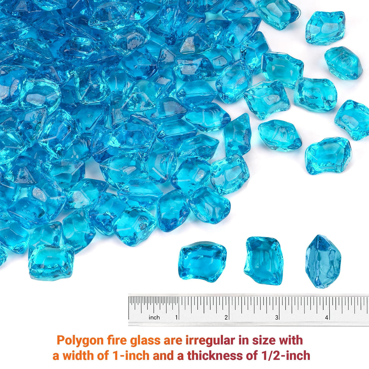 Skyflame aqua blue glass in a fire pit creates mesmerizing, color-rich flames