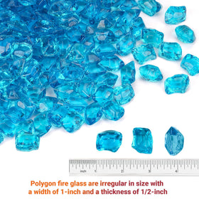 Skyflame aqua blue glass in a fire pit creates mesmerizing, color-rich flames