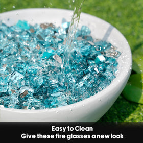 Skyflame aqua blue glass stones decorative detail for outdoor decor