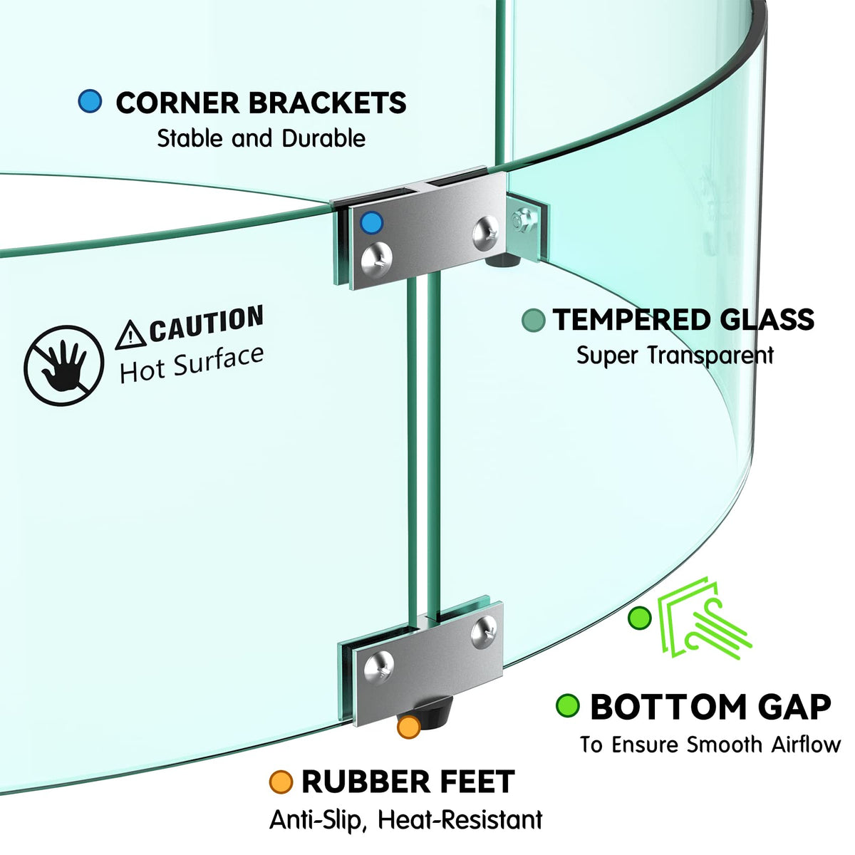 Skyflame bracket and feet provide secure installation and stable positioning