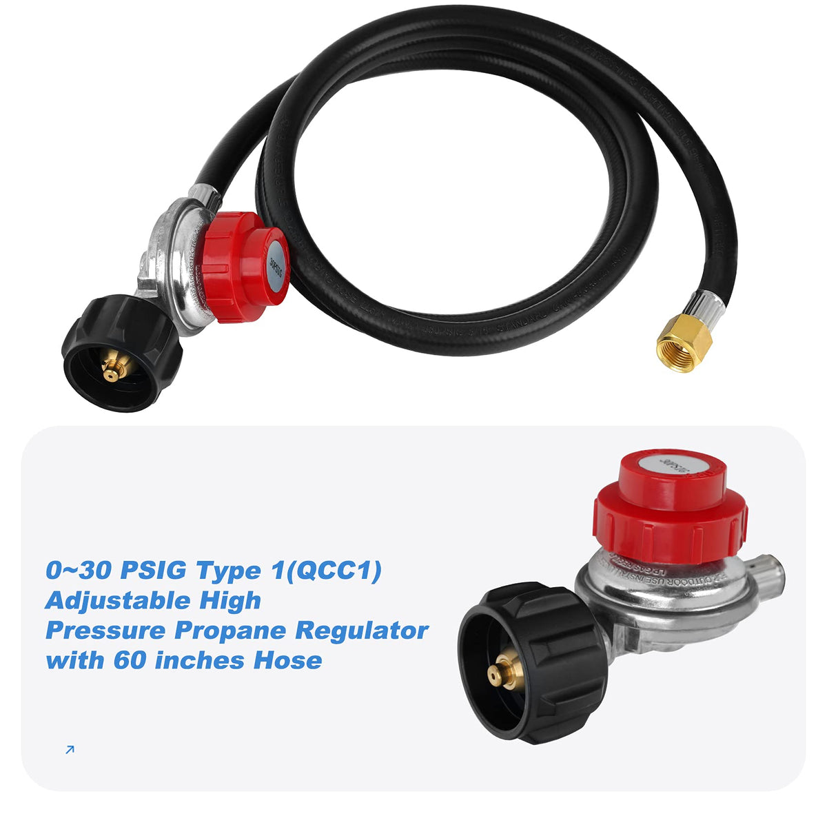 Skyflame brass adapters support easy regulator hose connections.