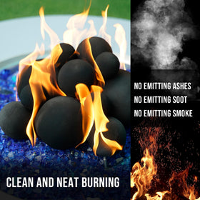 Skyflame burn-clean firepit balls minimize smoke and odors in outdoor setups.