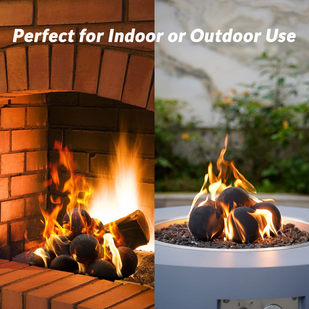 Skyflame fireball 4-inch round black adds contemporary touch to indoor fireplaces.