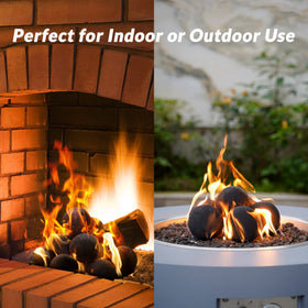 Skyflame fireball 4-inch round black adds contemporary touch to indoor fireplaces.