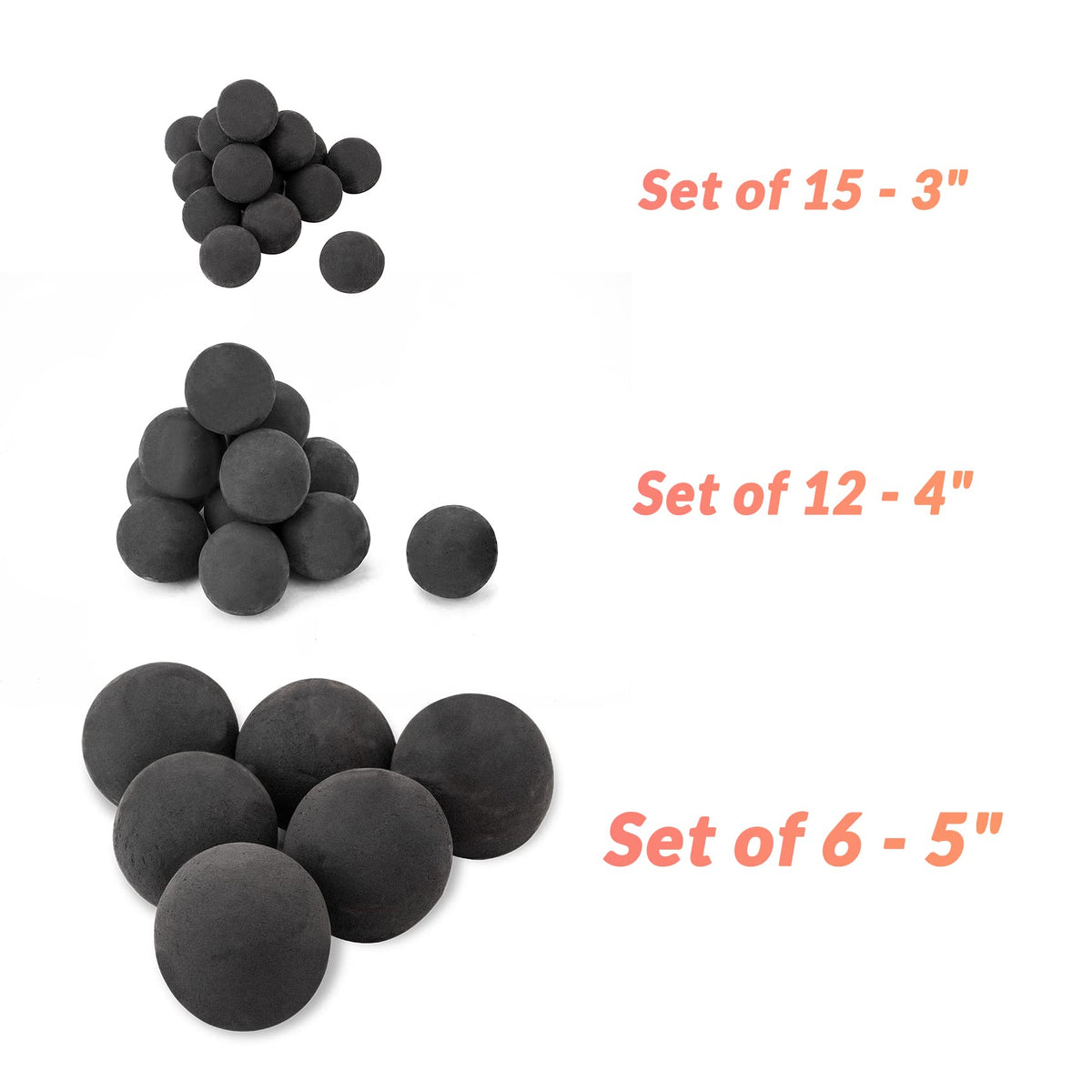 Skyflame 4-inch round black ceramic sphere offers safe, maintenance-friendly fire media.