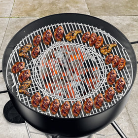Skyflame ash-separation design image showing cleaner burn and easier charcoal management