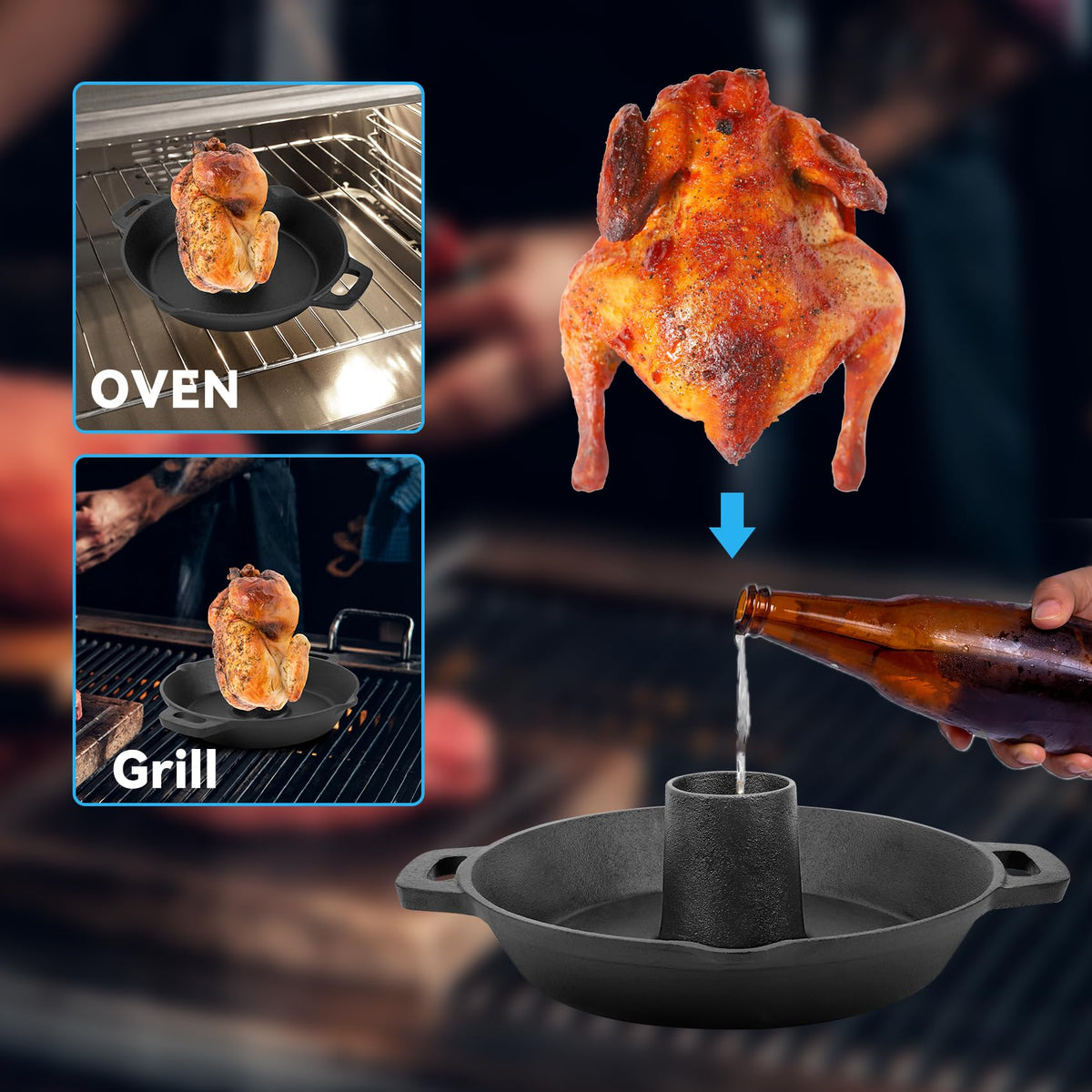 Skyflame Charkettle cast iron detail shows durable coating and heat retention.
