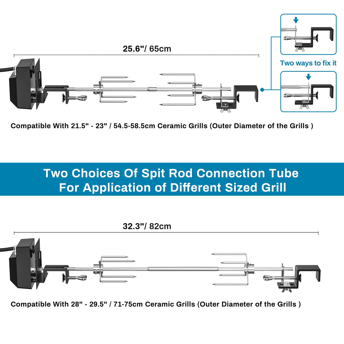 Skyflame counterbalance weight stabilizes heavy poultry for smooth turning.