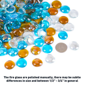 Skyflame Crystal Ice blend beads add cool sparkle to a fireplace.