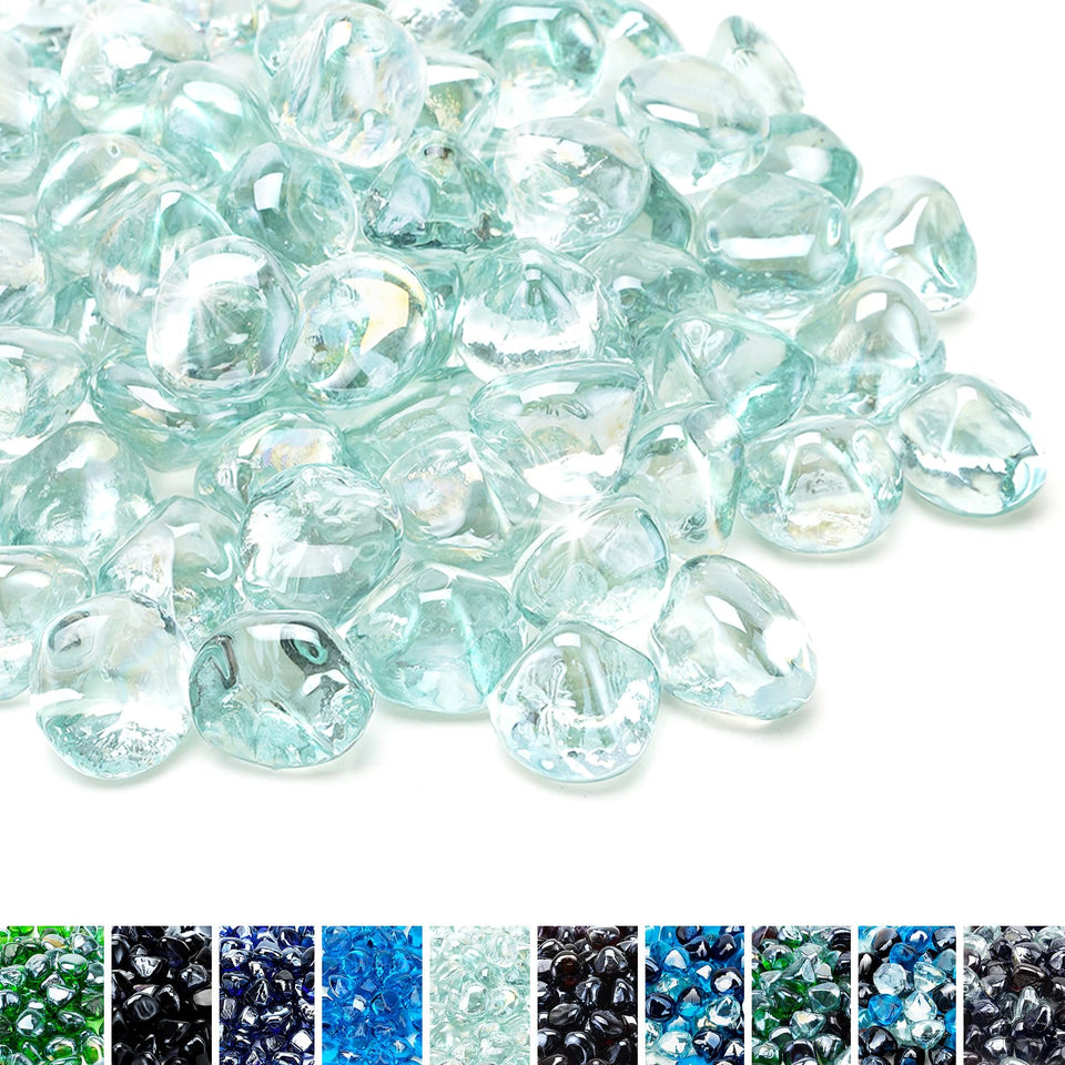 Skyflame Crystal Ice fire glass diamonds reflect vibrant hues for dramatic outdoor ambiance