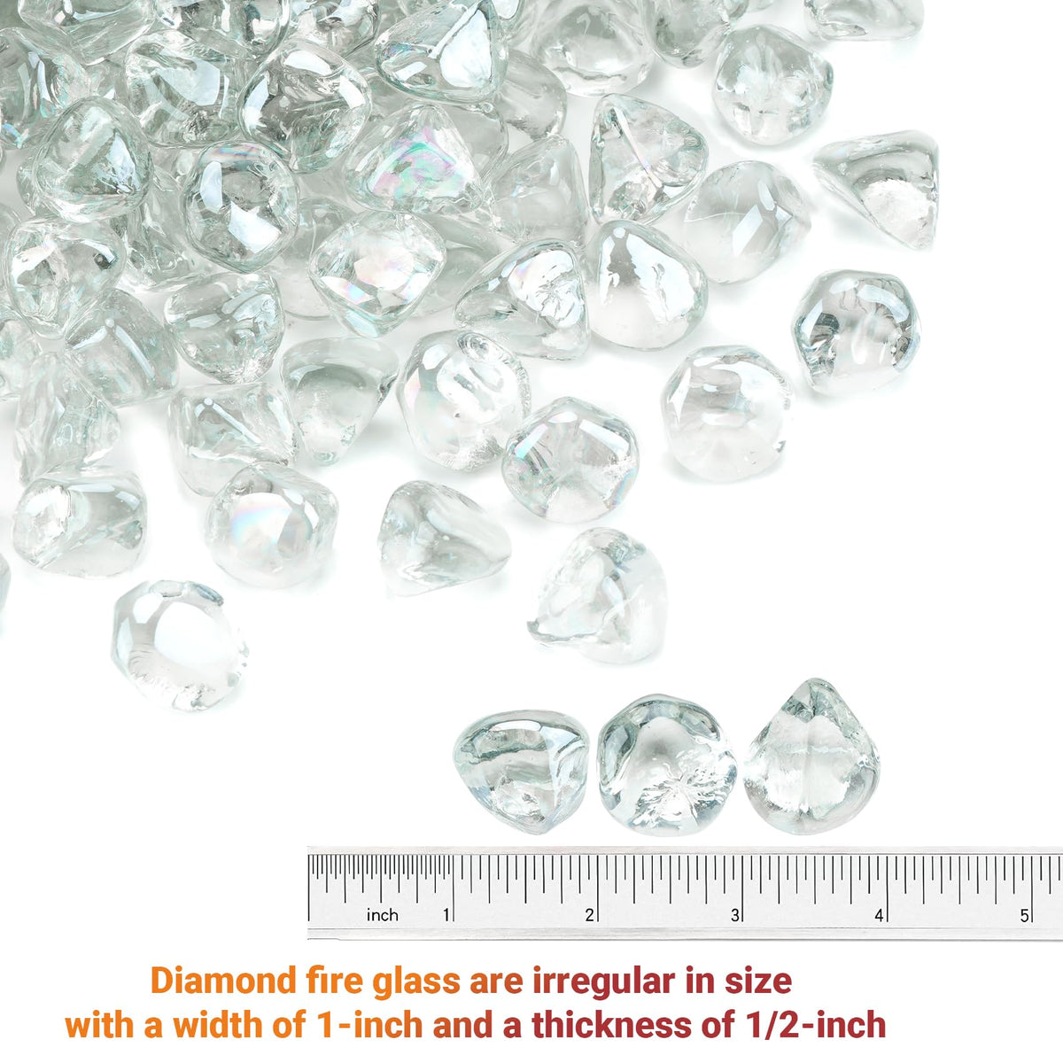 Skyflame Crystal Ice fire glass 1/2 inch close-up adds contemporary sparkle