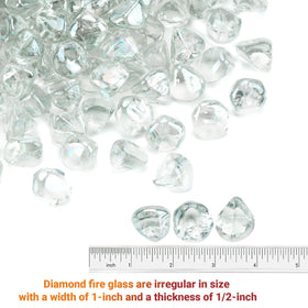 Skyflame Crystal Ice fire glass 1/2 inch close-up adds contemporary sparkle