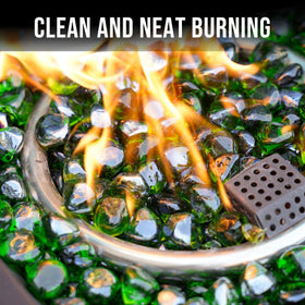 Skyflame emerald-green half-inch diamonds brighten outdoor landscapes and fire features.
