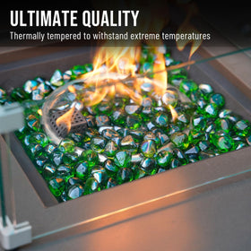 Skyflame emerald-green fire diamonds deliver luxurious color with durable heat resistance.