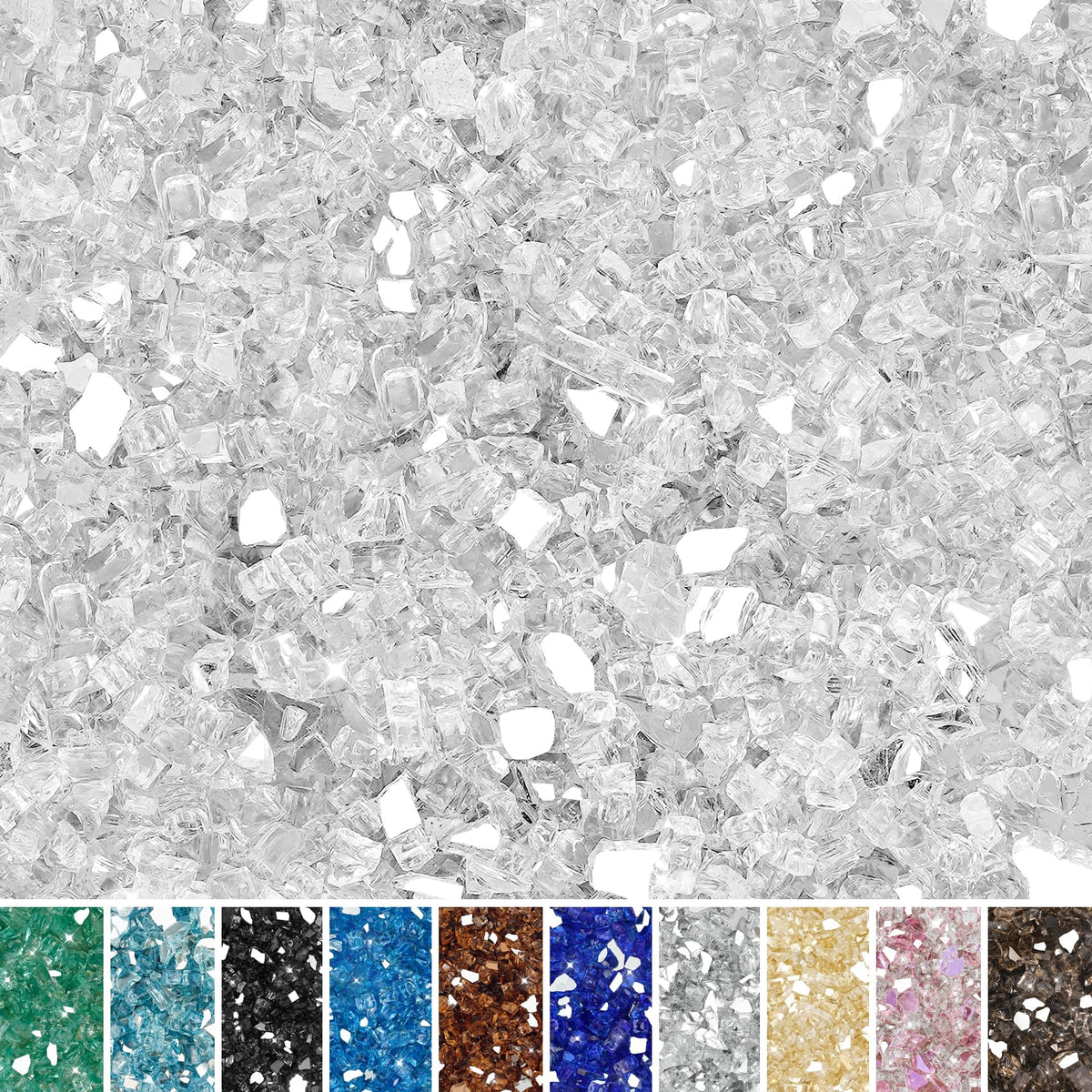 Skyflame platinum fire glass quarter-inch in 10lb bag for clean, durable glow