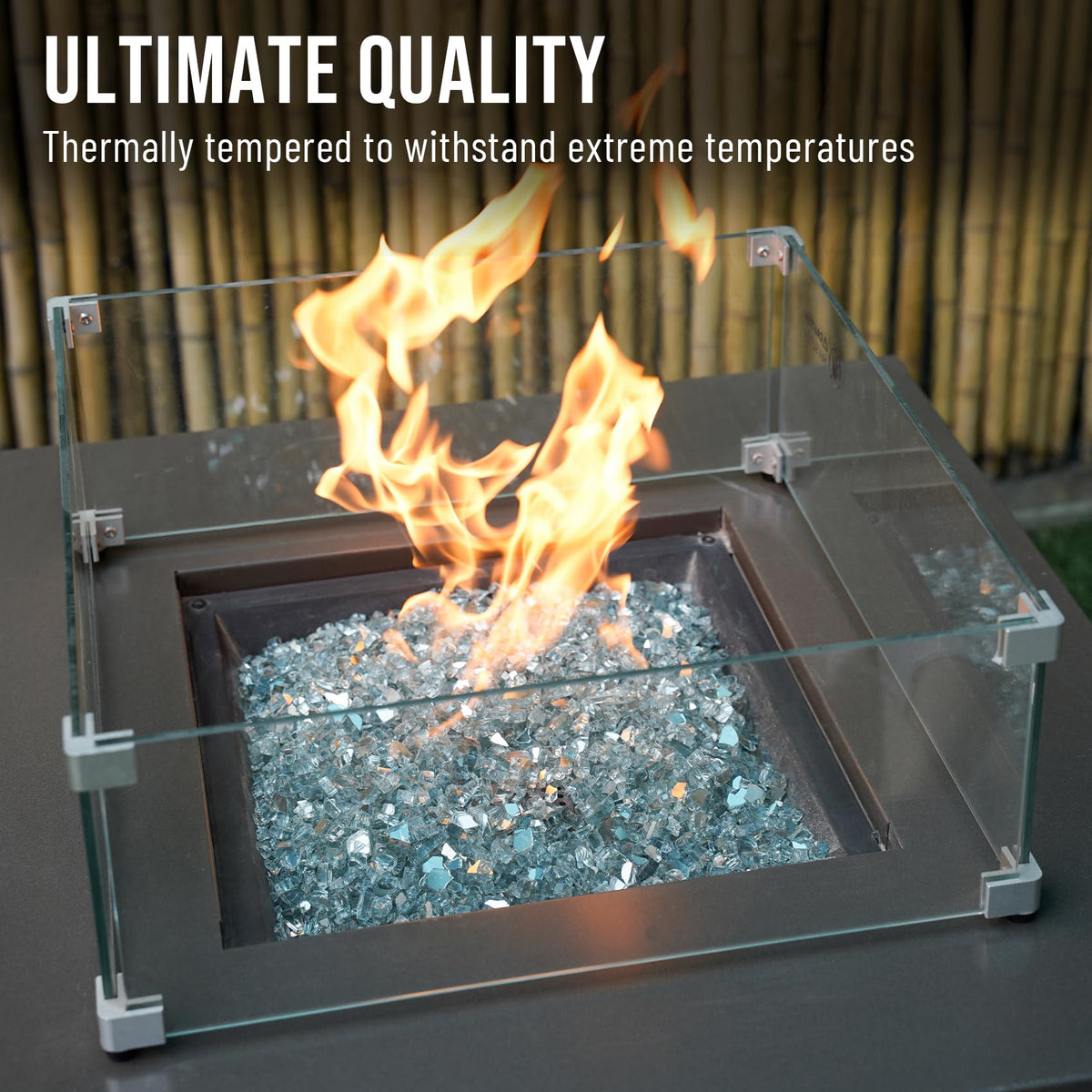 Skyflame aqua blue fire glass landscaping decor for garden edges