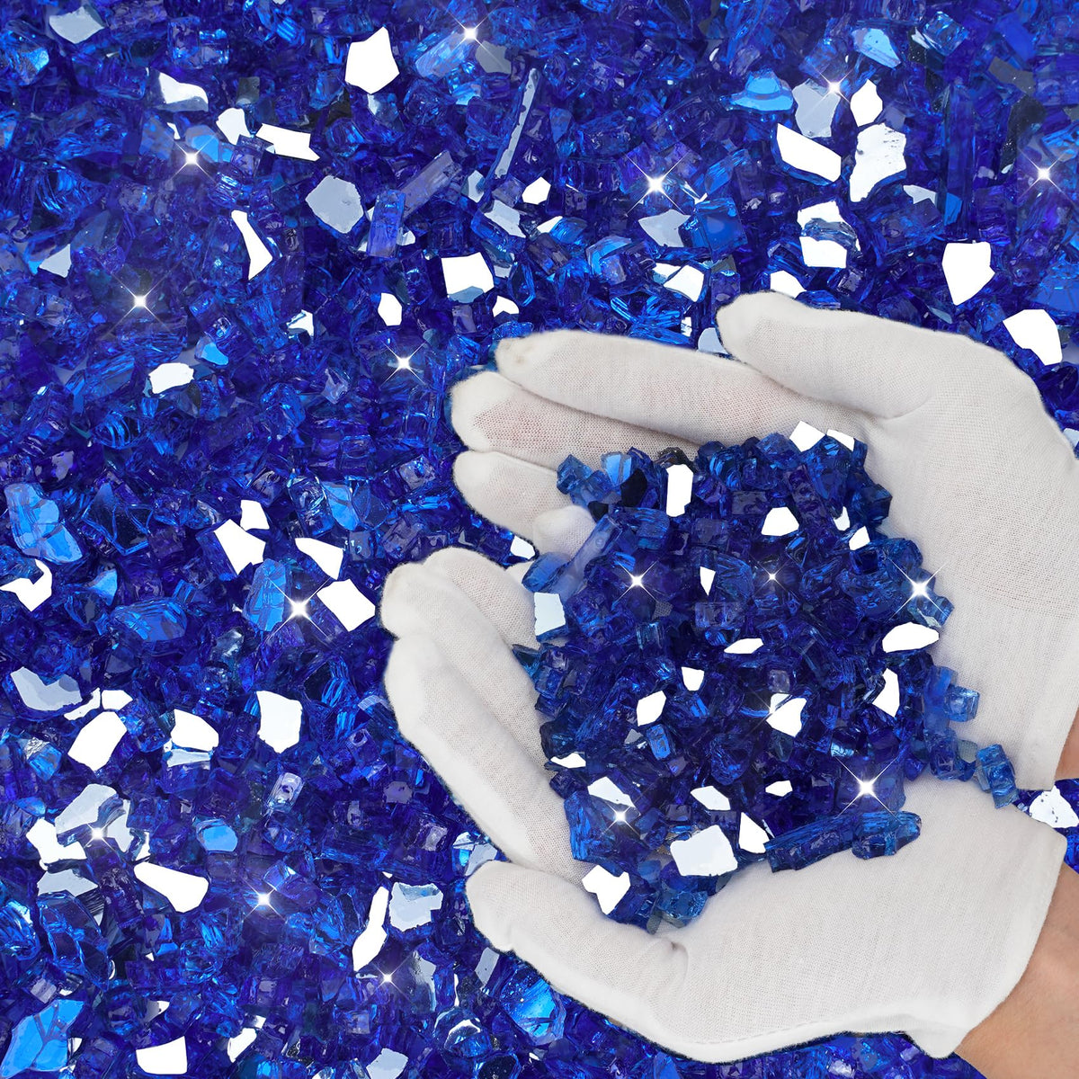 Skyflame cobalt blue fire glass with high gloss finish.