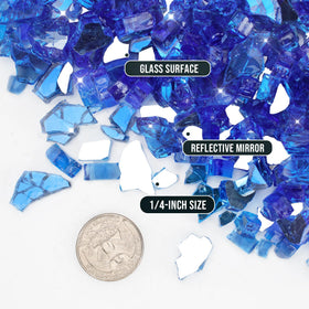 Skyflame cobalt blue fire glass close-up showing reflective surface.