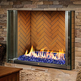 Skyflame cobalt blue half-inch fire glass diamonds backyard ambiance enhancement