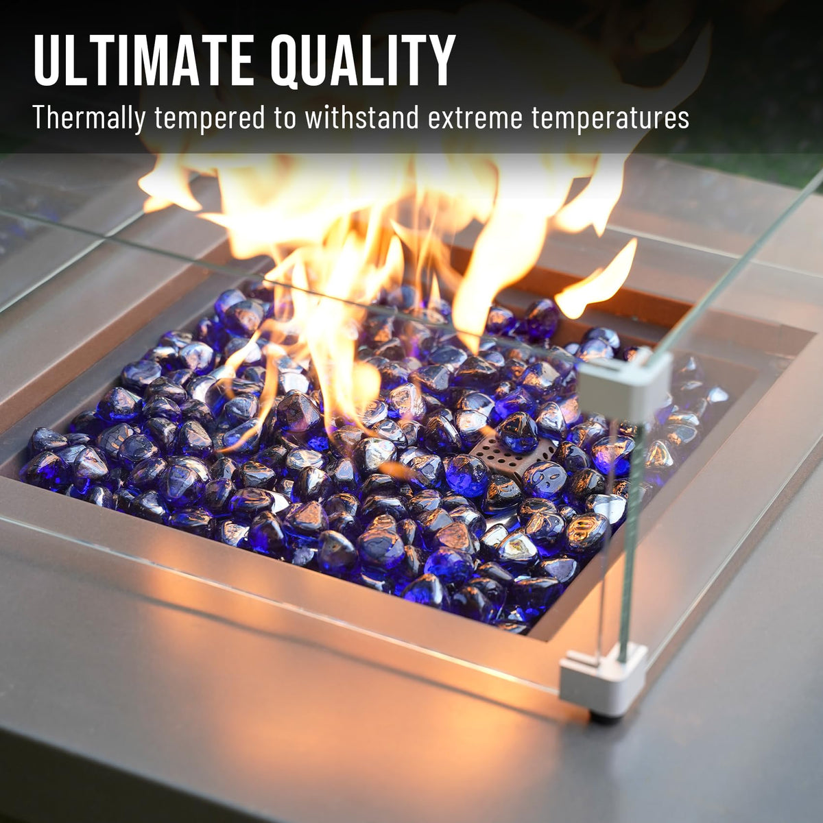 Skyflame cobalt blue half-inch fire glass diamonds landscaping sparkle