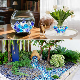 Skyflame fire glass diamonds deep blue blend half-inch enriches outdoor lighting