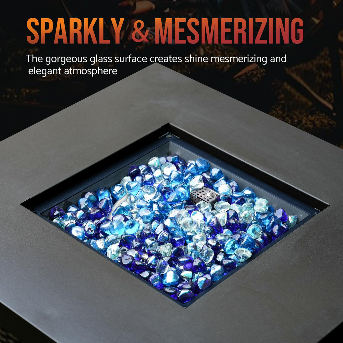 Skyflame fire glass diamonds shimmering ice half-inch reflects flames beautifully