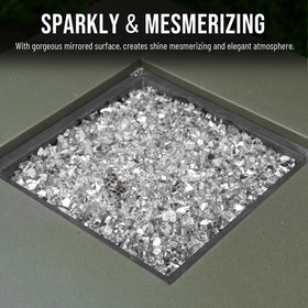 Skyflame platinum landscaping fire glass adds modern shimmer