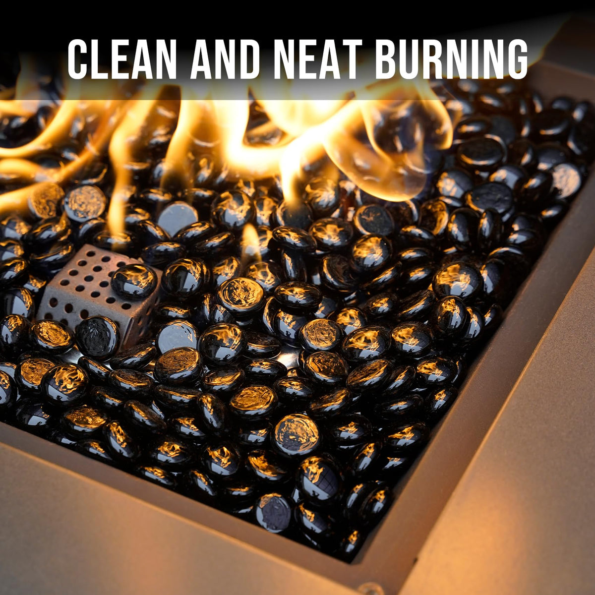 Skyflame onyx-black fire pit decor enhancing outdoor living spaces.