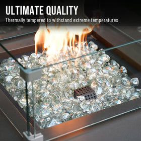 Skyflame Fire pit diamonds create luxurious visual centerpiece in evenings