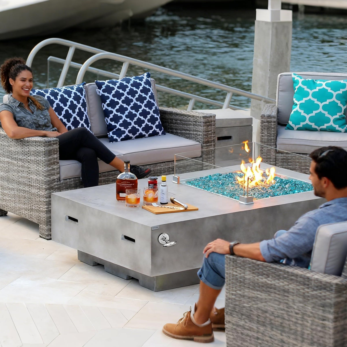 Skyflame fire pit kit on display highlighting a polished, finished look.