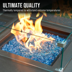Skyflame fireplace decoration using Pacific Blue glass for a clean glow