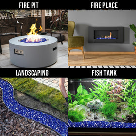 Skyflame fireplace rocks cobalt blue 1-2-inch shimmering surface.