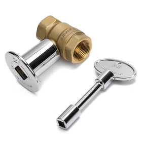 Skyflame gas key valve kit with chromed flange for precise outdoor flame control.