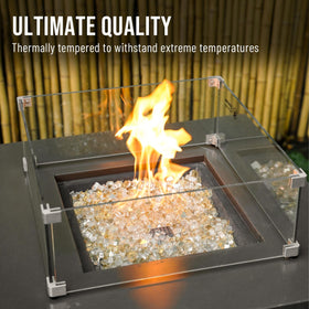 Skyflame gold backed half inch fire glass creates a luxe shimmering glow