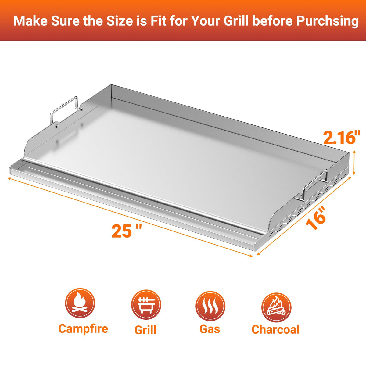 Skyflame griddle plate grease groove channeling drippings for cleaner cooking