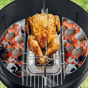 Skyflame large-capacity charcoal basket 14in emphasizes holding more fuel for extended cooks