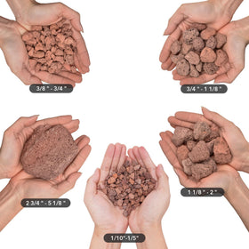 Skyflame lava rocks in 3-5 inch size offer dramatic texture for landscaping.