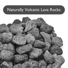 Skyflame lava rock fireplace installation adds rustic garden charm