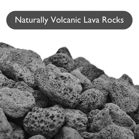 Skyflame lava rocks used as fireplace decor for a rugged, natural look.