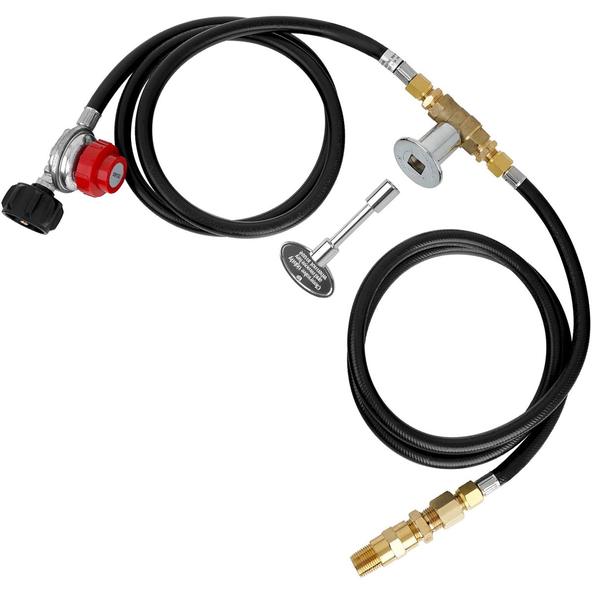 Skyflame LP burner connection kit with secure gas valve key set for safe setup.