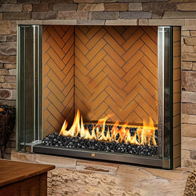 Night ambience enhanced by Skyflame onyx glass diamonds for warm glow