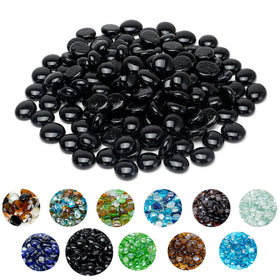 Skyflame onyx black fire glass beads pour for a dramatic fire pit display.