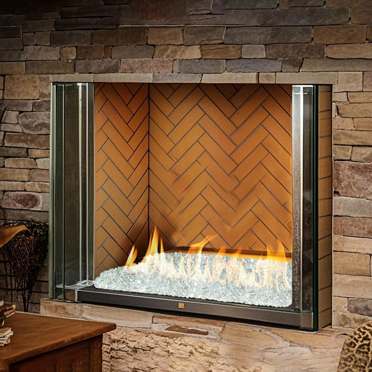 Skyflame Outdoor fire pit diamonds upgrade landscaping with shimmering glass