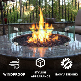 Skyflame outdoor fire pit shield helps maintain a central flame during breezes