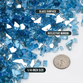 Skyflame Pacific Blue fire glass installed in a fire pit for a clean, modern look.