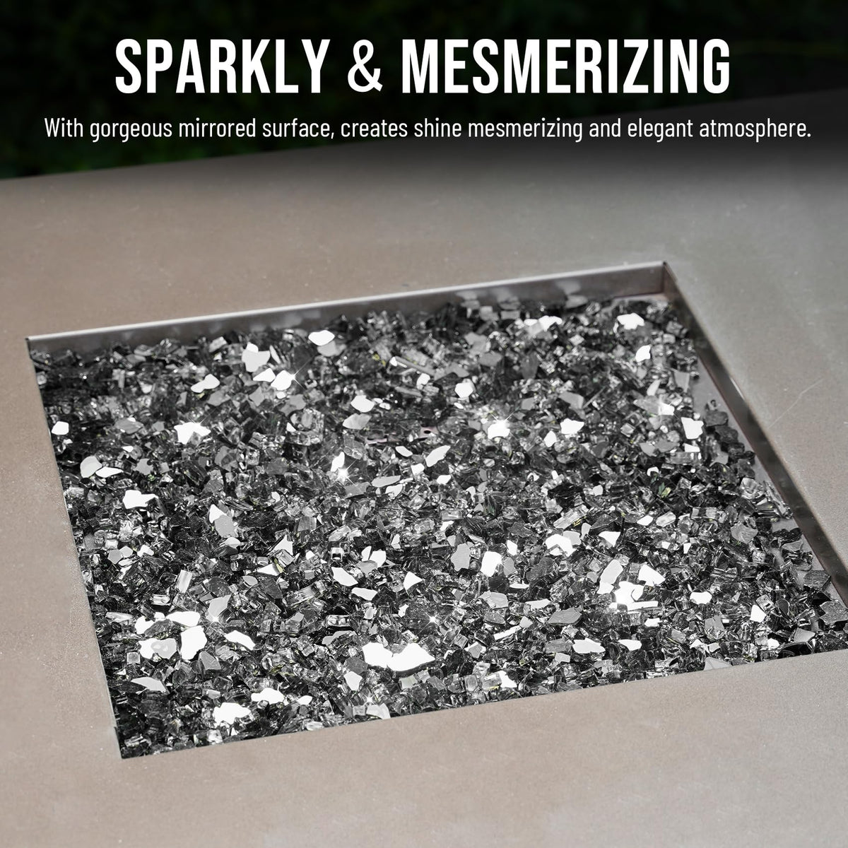 Skyflame propane and natural gas compatible fire glass for versatile setups.