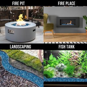 Skyflame Pacific Blue fire glass suitable for propane and natural gas.