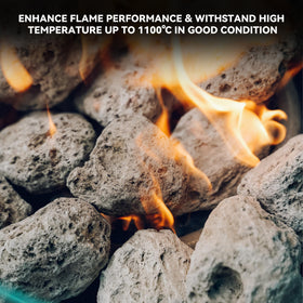 Skyflame lava rock 3-5 inch used as fireplace decor adds natural warmth.