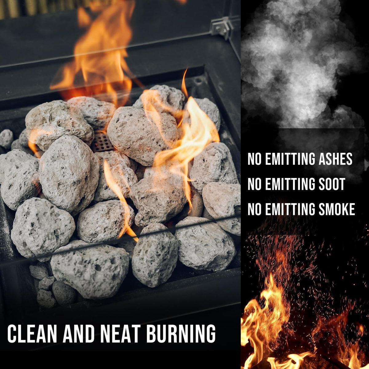 Skyflame pumice stones for propane or natural gas fires with safe, clean use.